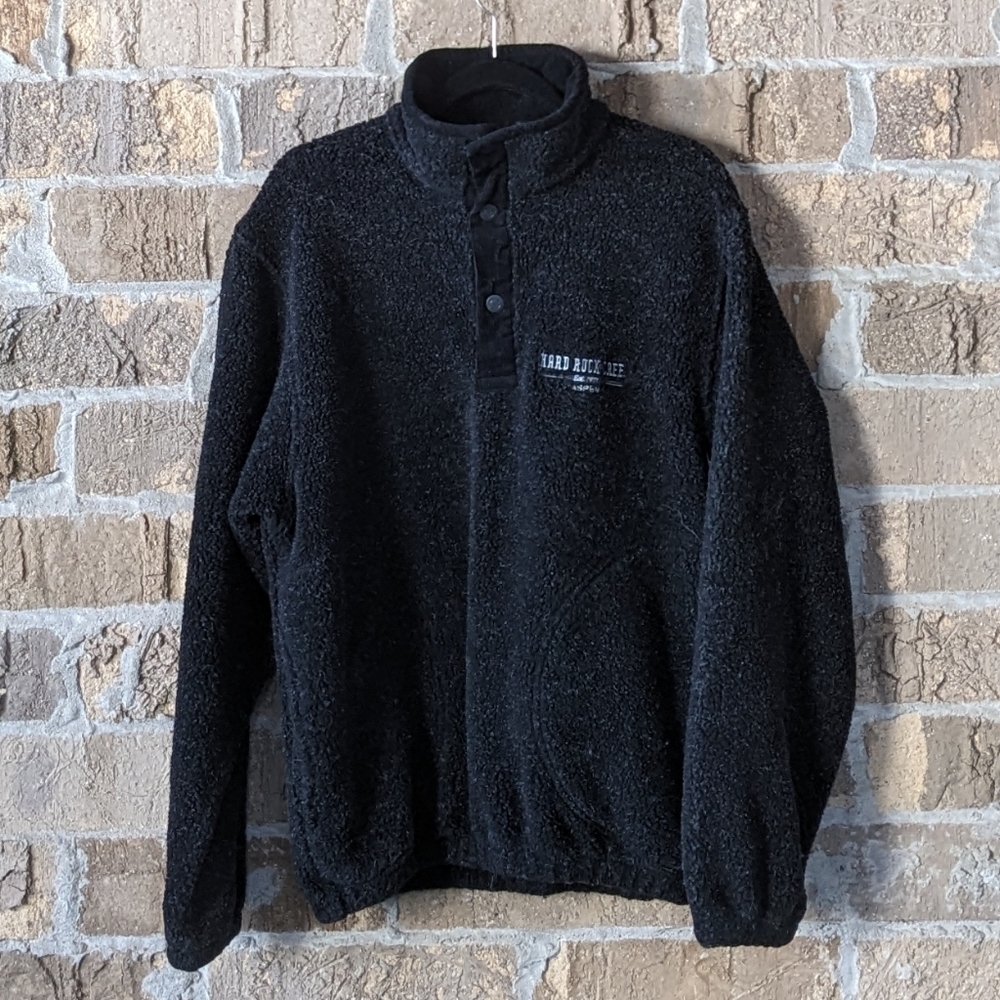 Hard Rock Cafe Aspen Colorado Sherpa Fleece Pullover Sweatshirt Medium